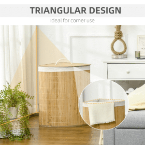 55L Corner Bamboo Laundry Hamper – Space-Saving Eco Storage by HOMCOM - Image 8