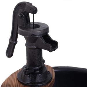 Wood Barrel Garden Water Fountain