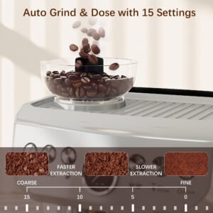 HOMCOM Espresso Machine with Grinder | 15 Bar Coffee Maker & Steam Wand - Image 6