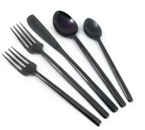 20pc Black Stainless Steel Flatware Set | Luxe Chelsea Living Modern Cutlery - Image 4