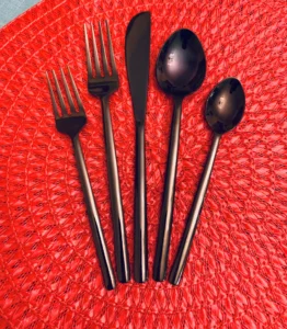 20pc Black Stainless Steel Flatware Set | Luxe Chelsea Living Modern Cutlery - Image 2