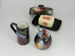 Butter Dish, Sugar Bowl & Milk Jug Set – Abstract Glaze | Luxe Chelsea Living Tableware - Image 2