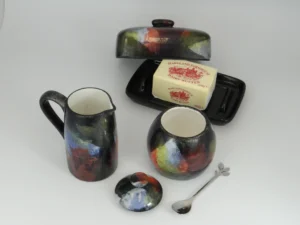 Butter Dish, Sugar Bowl & Milk Jug Set – Abstract Glaze | Luxe Chelsea Living Tableware - Image 3
