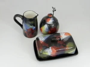 Butter Dish, Sugar Bowl & Milk Jug Set – Abstract Glaze | Luxe Chelsea Living Tableware - Image 9