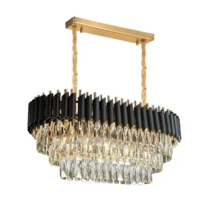 Black & Gold Crystal Chandelier with Wall Lights | Modern Luxe Lighting Set - Image 3