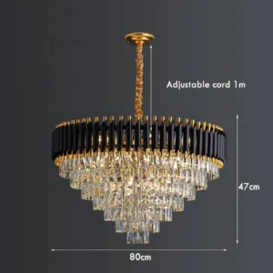 Black & Gold Crystal Chandelier with Wall Lights | Modern Luxe Lighting Set - Image 8