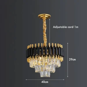 Black & Gold Crystal Chandelier with Wall Lights | Modern Luxe Lighting Set - Image 10