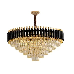 Black & Gold Crystal Chandelier with Wall Lights | Modern Luxe Lighting Set - Image 12