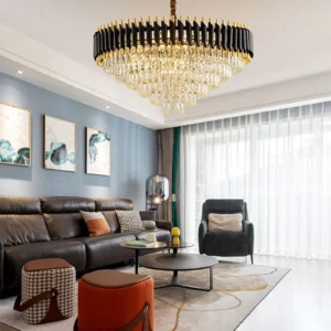 Black & Gold Crystal Chandelier with Wall Lights | Modern Luxe Lighting Set - Image 17