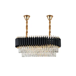 Black & Gold Crystal Chandelier with Wall Lights | Modern Luxe Lighting Set - Image 18
