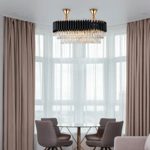 Black & Gold Crystal Chandelier with Wall Lights | Modern Luxe Lighting Set - Image 21