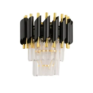 Black & Gold Crystal Chandelier with Wall Lights | Modern Luxe Lighting Set - Image 23