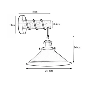 Modern Green Cone Wall Light | Wooden Arm Chandelier Sconce - Image 2
