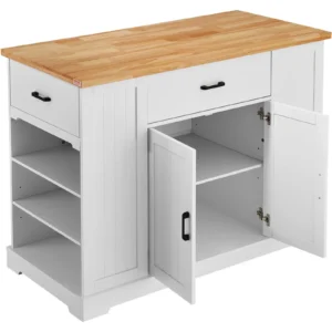 LVTIN White Kitchen Island Trolley with Drawer & Storage Shelves | Luxe Chelsea Living - Image 9