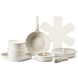VEVOR 17 Piece Pots and Pans Set Granite Nonstick Kitchen Cookware White - Image 10