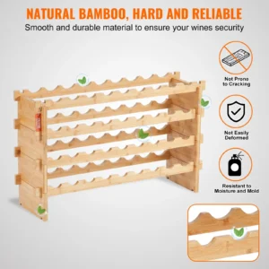 VEVOR 36 Bottle Stackable Modular Wine Rack Bamboo Wood Display Shelf 4-Tier - Image 5