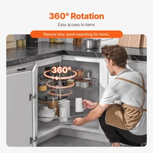 VEVOR 31" 2 Tier Kidney Shaped Chrome Corner Organizer Lazy Susan Cabinet Blind - Image 4