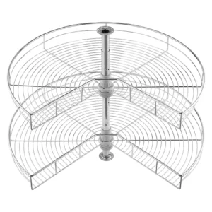 VEVOR 31" 2 Tier Kidney Shaped Chrome Corner Organizer Lazy Susan Cabinet Blind - Image 10