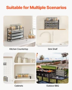 VEVOR Spice Rack Organizer for Cabinet Seasoning Storage Set Wall Mounted 4 Pack - Image 5