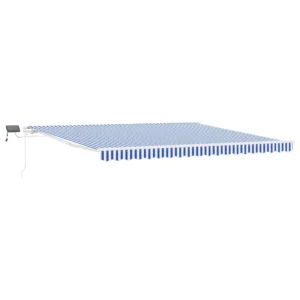 vidaXL Retractable Awning Blue and white 4.5 x 3 m Fabric and metal - Image 2