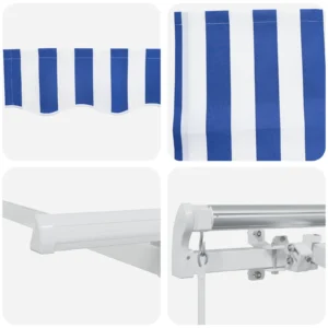 vidaXL Retractable Awning Blue and white 4.5 x 3 m Fabric and metal - Image 8