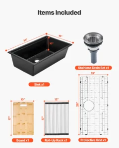 VEVOR 84cm Granite Undermount Kitchen Sink | Single Bowl RV/Bar Basin - Image 2