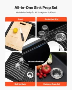 VEVOR 84cm Granite Undermount Kitchen Sink | Single Bowl RV/Bar Basin - Image 3
