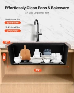 VEVOR 84cm Granite Undermount Kitchen Sink | Single Bowl RV/Bar Basin - Image 4