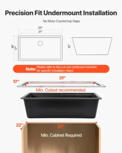 VEVOR 84cm Granite Undermount Kitchen Sink | Single Bowl RV/Bar Basin - Image 5