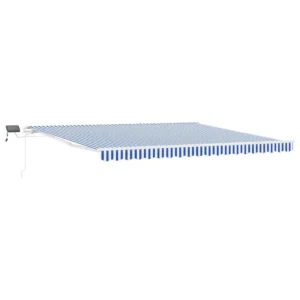 vidaXL Retractable Awning Blue and white 4.5 x 3 m Fabric and metal - Image 14