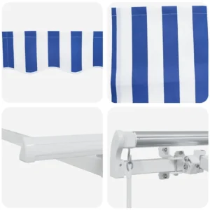 vidaXL Retractable Awning Blue and white 4.5 x 3 m Fabric and metal - Image 20