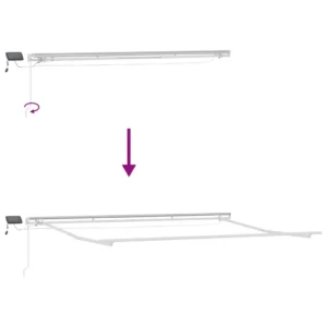 vidaXL Retractable Awning Blue and white 4.5 x 3 m Fabric and metal - Image 22