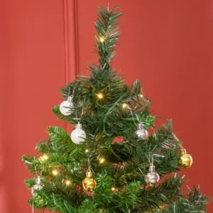 HOMCOM 1.8m 6ft Pre-Lit Artificial Christmas Tree 200 LED Xmas Tree Holiday Decor with Decorative Balls Ornament Metal Stand - Image 8