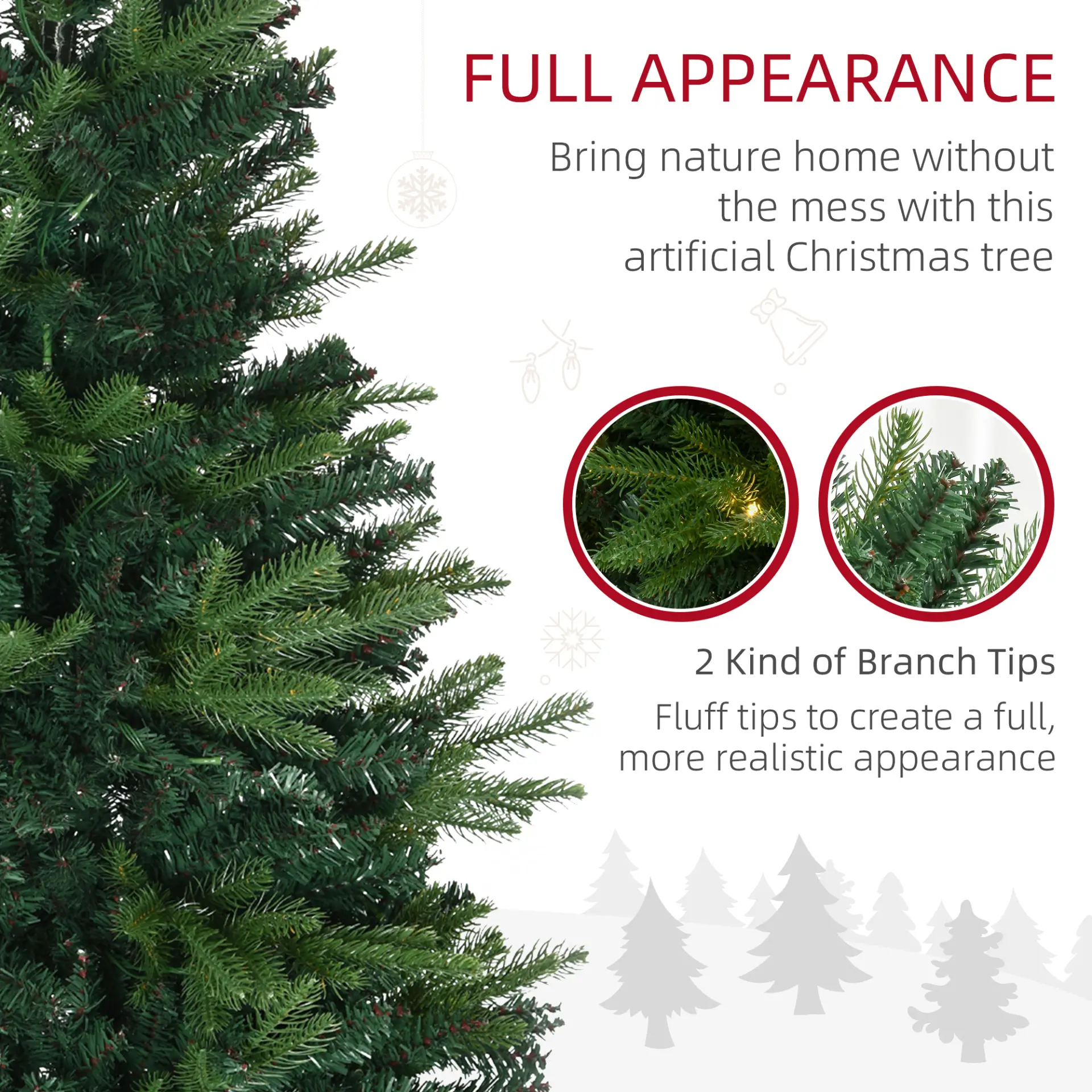 HOMCOM 1.2m 4ft Christmas Tree Entrance Decor 750 Tips Xmas Pre-lit Tree 80 LED with Vase Base 5 HOMCOM 1.2m 4ft Christmas Tree Entrance Decor 750 Tips Xmas Pre-lit Tree 80 LED with Vase Base - Image 5